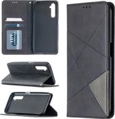 Voor OPPO Realme 6 Pro Rhombus Texture Horizontale Flip Magnetische Leren Case met Houder & Kaartsleuven (Zwart)