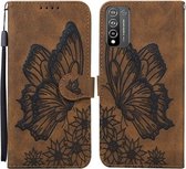 Voor Huawei Honor 10X Lite Retro Skin Feel Butterflies Embossing Horizontale Flip Leather Case met houder & kaartsleuven & portemonnee (bruin)
