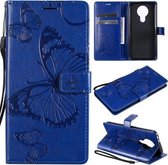 Voor Nokia 3.4 3D vlinders reliëfpatroon horizontaal flip lederen tas met houder & kaartsleuf & portemonnee (blauw)
