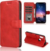 Voor Geschikt voor Xiaomi Redmi 6 Pro Kalfs Textuur Magnetische Gesp Horizontale Flip Leren Case met Houder & Kaartsleuven & Portemonnee & Fotolijst (Rood)