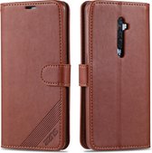 Voor OPPO Reno2 AZNS schapenvacht textuur horizontale flip lederen case met houder & kaartsleuven & portemonnee (bruin)