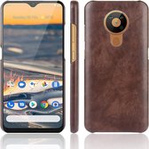 Voor Nokia 5.3 Shockproof Litchi Texture PC + PU Case (Bruin)