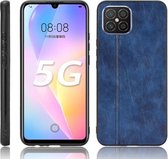 Voor Huawei nova 8 SE Schokbestendig Naaien Koe Patroon Huid PC + PU + TPU Case (Blauw)