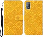 Voor OPPO A92 / A72 / A52 Etnische stijl Reliëfpatroon Horizontale flip lederen tas met houder & kaartsleuven & portemonnee & lanyard (geel)