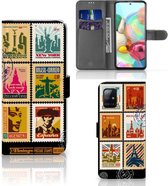 Telefoonhoesje Geschikt voor Samsung Galaxy A71 Flipcover Design Postzegels