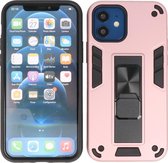 iPhone 12 Mini Hoesje - Tough Armor Hardcase - Telefoonhoesje Met Standfunctie - Bestcases Backcover - Roze