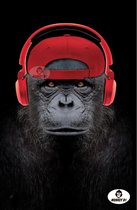 Plexiglas | Foto op plexiglas | Wanddecoratie | Wall Art | 60 x 90 cm | Schilderij | Aan de muur | Headphone Chimpansee | Monkey B1 Art | Dieren (inclusief 4 zijgriphouders)