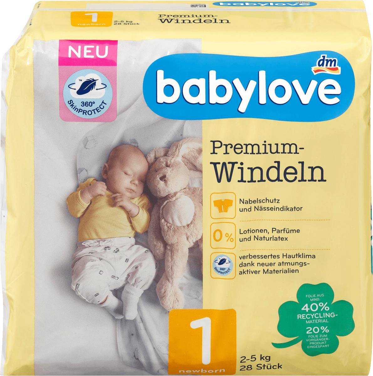 babylove Couches Premium pour nouveau-né - taille 1 - 2-5 kg (28 pièces) |  bol