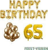 65 jaar Verjaardag Versiering Ballon Pakket Goud