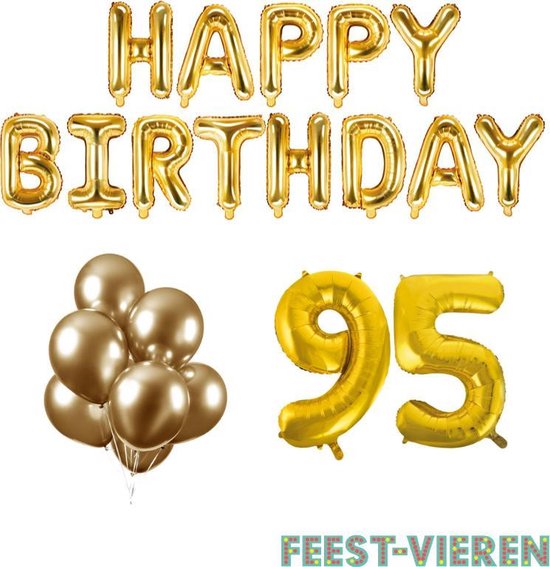 Grommen Botsing De vreemdeling 95 jaar Verjaardag Versiering Ballon Pakket Goud | bol.com