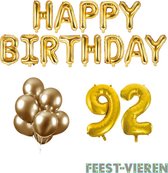 92 jaar Verjaardag Versiering Ballon Pakket Goud