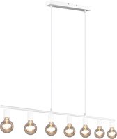 LED Hanglamp - Torna Zuncka - E27 Fitting - 7-lichts - Rechthoek - Mat Wit - Aluminium