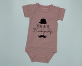 Romper meneertje koekepeertje - Roze, 50/56