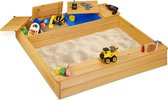 relaxdays Zandbak hout - zandkist met bankjes - modderbak - sandbox - 125 x 120 cm