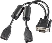 VM3 USB Y CABLE - D15 MALE TO TWO USB TYPE A PLUG HOST 10 INCH