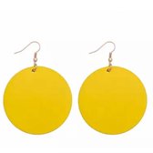 Houten oorbellen- geel -rond- 5 cm- Charme Bijoux