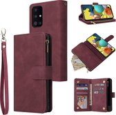 Luxe Telefoonhoesje voor Samsung Galaxy A52 | Hoogwaardig Leren Bookcase | Lederen Wallet Case | Luxe Uitstraling | Pasjeshouder 6 stuks | Portemonnee | Rits | Rood