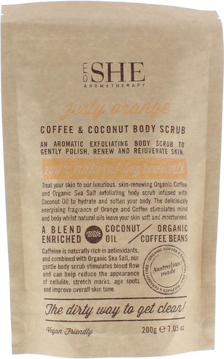 Om She Aromatherapy Zesty Orange Coffee & Coconut Body Scrub 200g