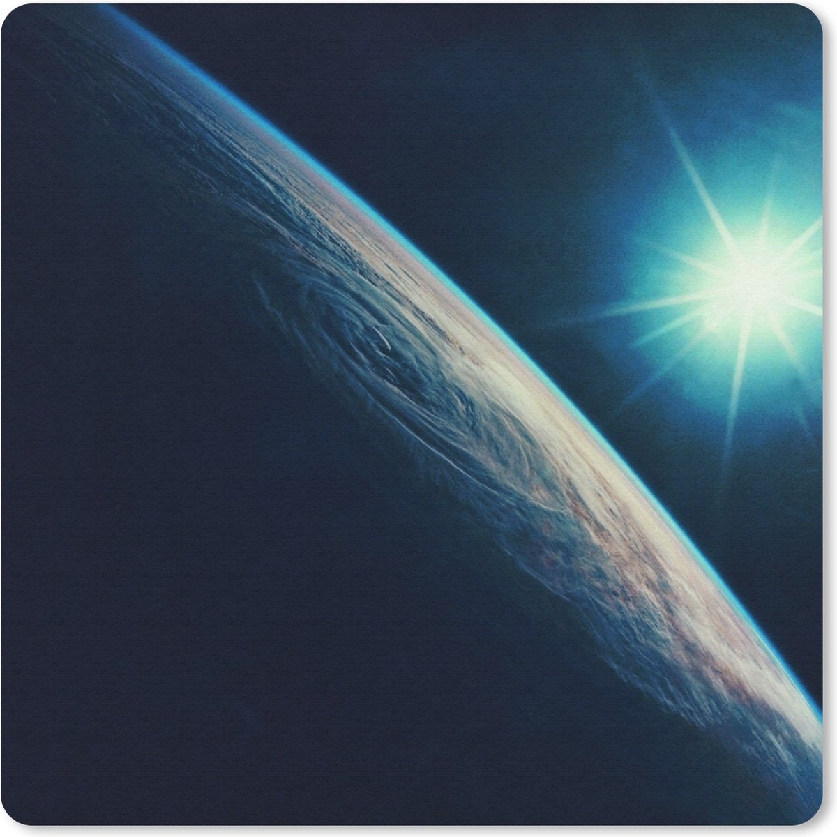 Muismat 20x20 cm - Mousepad Heldere ster boven de aarde - Muismatten