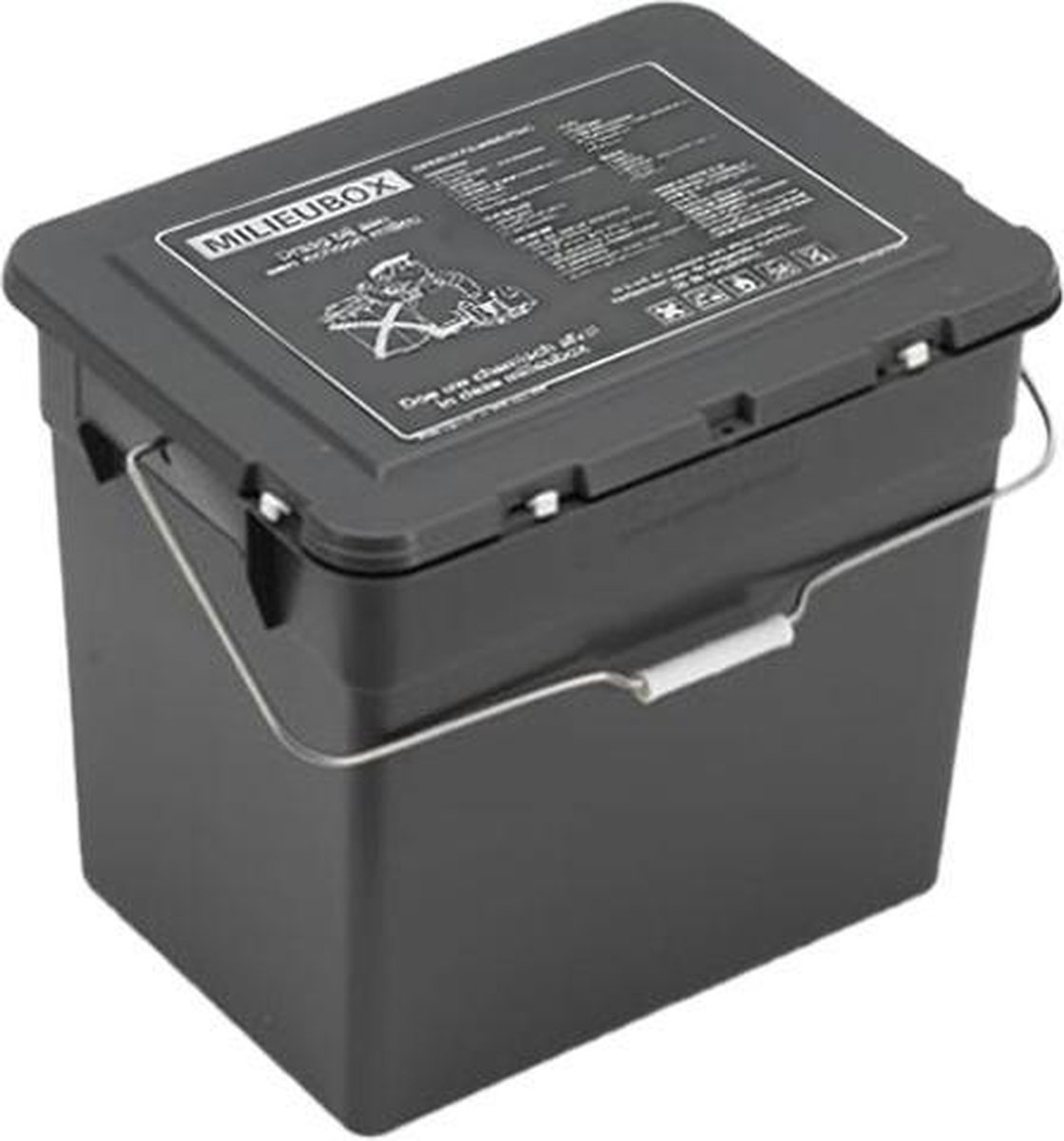 Milieubox 30 liter grijs | Klein chemisch afval | Kindveilige sluiting