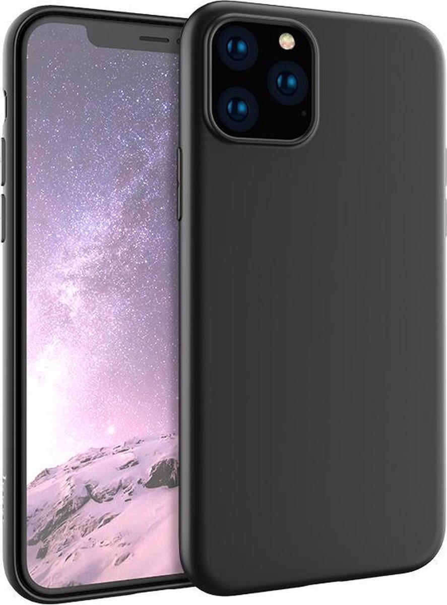Siliconen back cover case - Geschikt voor iPhone 11 Pro - TPU hoesje - Zwart