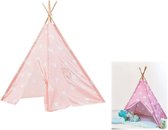 Tipi Tent kinderen hartjes - Roze - Wigwam - Playfun - 120 x 120 x 150 cm - Voordeelset