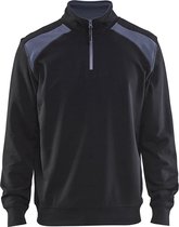 Blaklader Sweatshirt bi-colour met halve rits 3353-1158 - Zwart/Medium grijs - XL