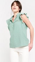 LOLALIZA Blouse met ruches - Licht Groen - Maat 40