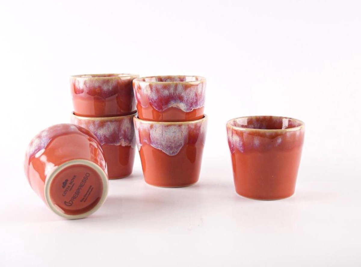 Costa Nova - servies - espresso kop - Gespresso rood - aardewerk H 5,9 CM