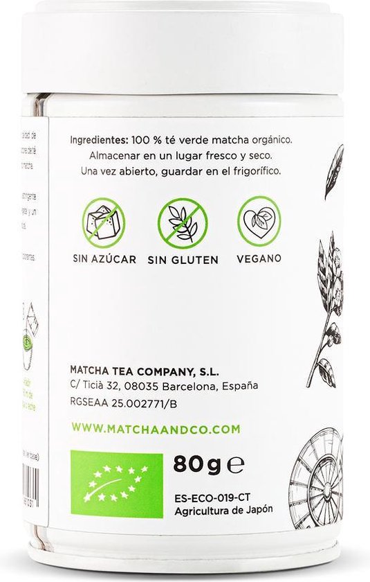 Matcha & Co - ceremoniële matcha thee uit Japan - matcha poeder - matcha thee - 100% organisch gecertificeerd - 80gram
