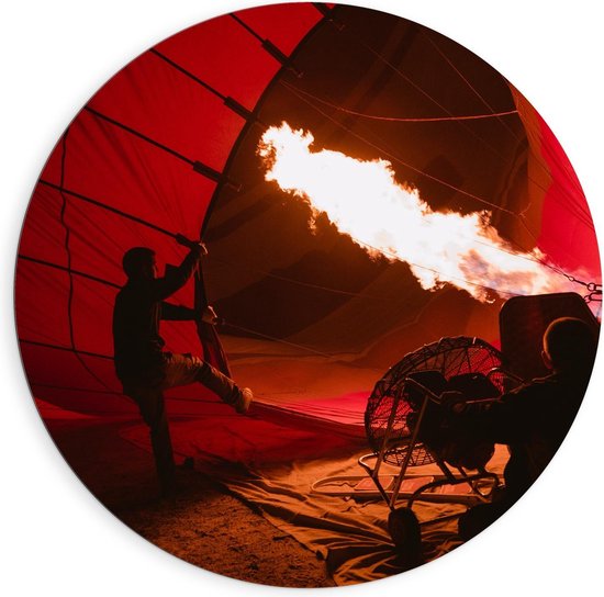 Dibond Wandcirkel - Opstijgende Luchtballon - Foto op Aluminium Wandcirkel (met ophangsysteem)