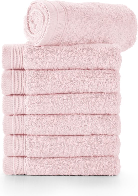 Bamatex Home Textiles - Collectie Emotion - Gastendoekje - SOFT PINK - set van 6 stuks - Egeïsche gekamde katoen - 540 g/m2