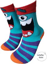 Verjaardag cadeautje - Kinder sokken - Monster Sokken - Leuke sokken - Vrolijke sokken - Luckyday Socks - Sokken met tekst - Aparte Sokken - Socks waar je Happy van wordt - Maat 32-38