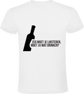 Moet jij wat drinken Heren t-shirt | drank | bier | wijn | alcohol | terras | grappig | cadeau | Wit