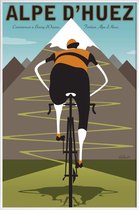 JUNIQE - Poster in kunststof lijst Alpe d'Huez -60x90 /Blauw & Grijs