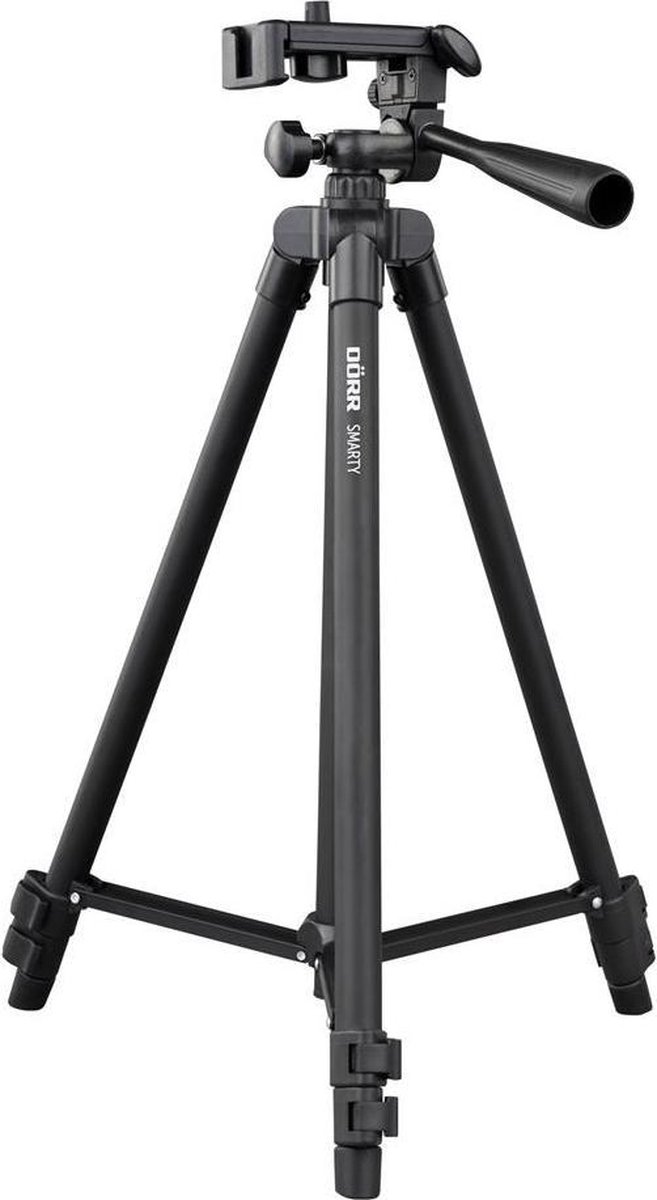 DÖRR Smarty Tripod 1/4 inch Werkhoogte: 40.5 - 112 cm Zwart Incl. smartphonehouder, Incl. tas