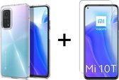 Xiaomi Mi 10T hoesje siliconen case transparant - 1x Xiaomi Mi 10T screenprotector screen protector