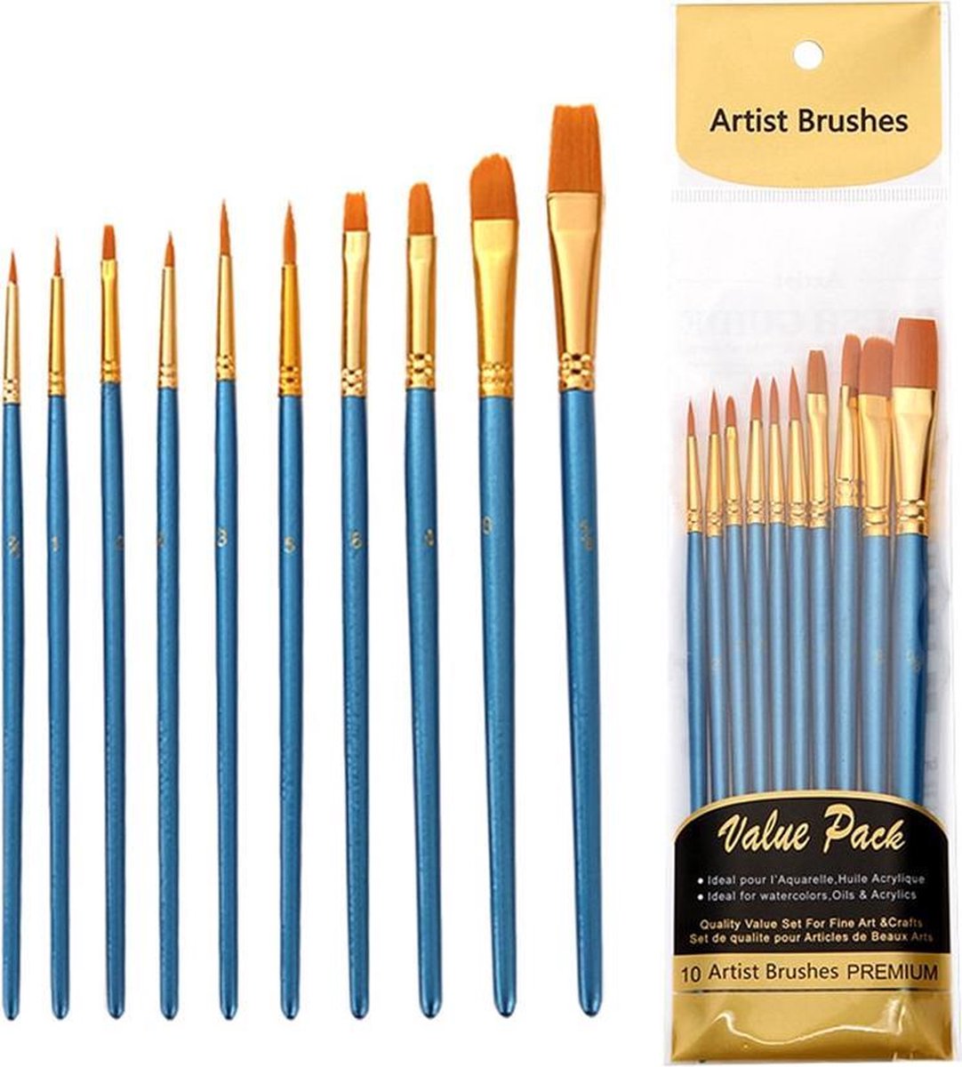 Ensemble De Petits Pinceaux, Ensemble De Pinceaux à Poils En Nylon Jaune  Pour Peinture à L'huile Pour Aquarelle 