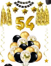 54 jaar verjaardag feest pakket Versiering Ballonnen voor feest 54 jaar. Ballonnen slingers sterren opblaasbare cijfers 54