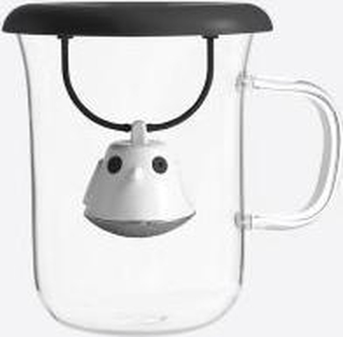 QDO theeglas met infuser Birdie Swing Nest zwart 400ml