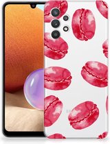 Hoesje Bumper Samsung Galaxy A32 4G | A32 5G Enterprise Editie GSM Hoesje Transparant Pink Macarons