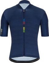 Santini Fietsshirt korte mouwen Heren Blauw - Official Uci Rainbow S/S Jersey - S