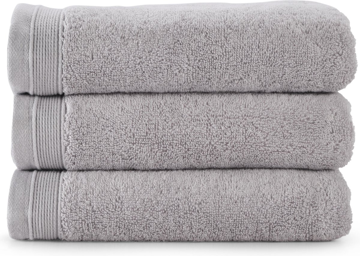 Bamatex Home Textiles - Collectie Emotion - Handdoek - 50*100 cm – LIGHT GREY - set van 3 stuks - Egeïsche gekamde katoen- 540 g/m2