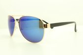 Pilotenbril met goude montuur en blauwe spiegelglas . S - 1308. Gepolariseerd.