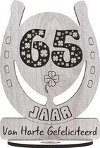 65 jaar - houten verjaardagskaart - wenskaart om iemand te feliciteren - kaart verjaardag 65 - groot