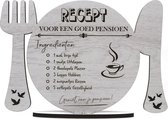 Recept pensioen - houten wenskaart - kaart van hout - VUT - pensionering - 17.5 x 25 cm