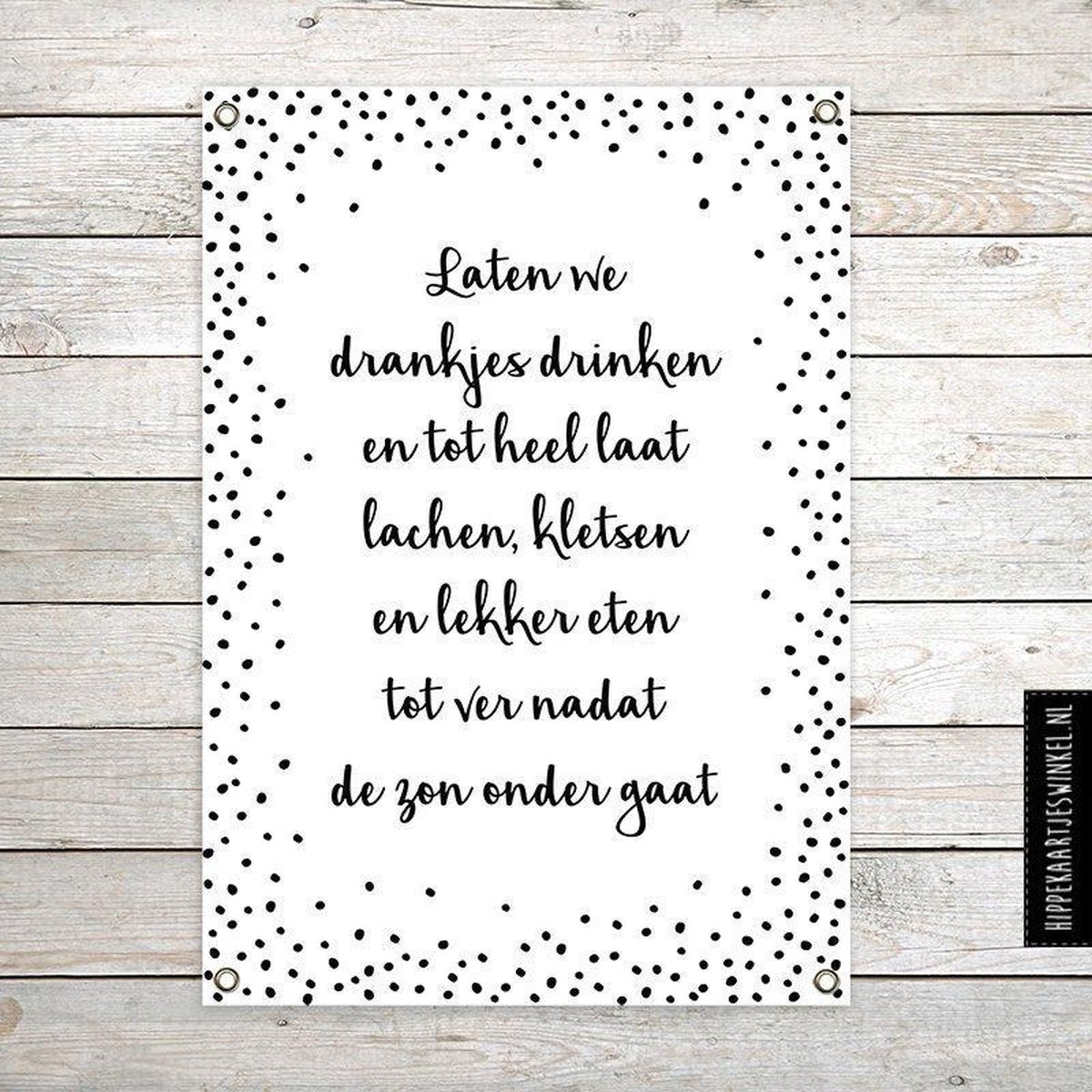 Tuinposter XL Drankjes drinken - witte buitenposter - tuindecoratie - cadeau man vrouw