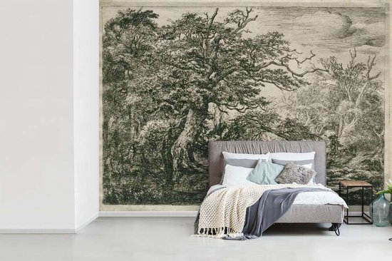 Papier peint vinyle - Les voyageurs - Peinture de Jacob van Ruisdael largeur 415 cm x hauteur 300 cm - Tirage photo sur papier peint (disponible en 7 tailles)