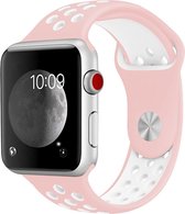 Mobigear Active Siliconen Bandje Geschikt voor Apple Watch Series 7 (41 mm) - Wit / Roze