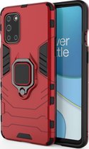 OnePlus 8T Hoesje - Mobigear - Armor Ring Serie - Hard Kunststof Backcover - Rood - Hoesje Geschikt Voor OnePlus 8T